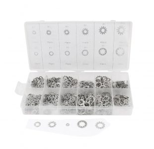 720 pcs Washer Assortment Corrosion-Resistant Zinc-Plated Steel Construction 18 Sizes in Standard, "C", and Star Types Comes with a Plastic Organizer