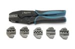 Crimping tool by Kamasa. Built-in lock function that does not release until pressing is complete. Supplied with 6 sets of quick-change hardened jaws.