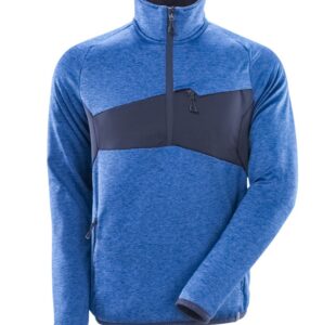 Fleece Jumper with half zip, azure blue/dark navy » Toolwarehouse