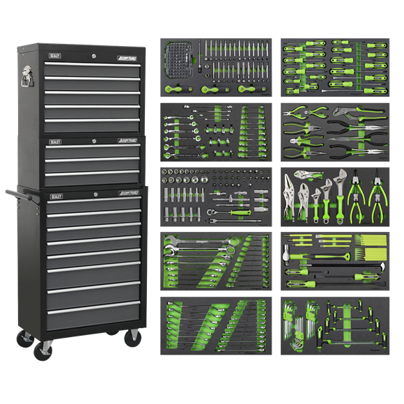 Rollcab 16-drawer with 398pc » Toolwarehouse